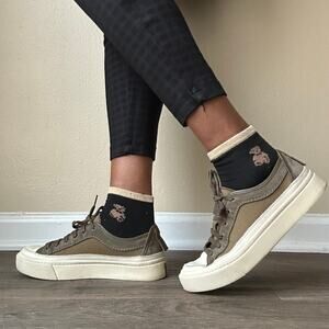 Allsaints Suede and Canvas Olive Green Sneakers in Olive Green Size 9